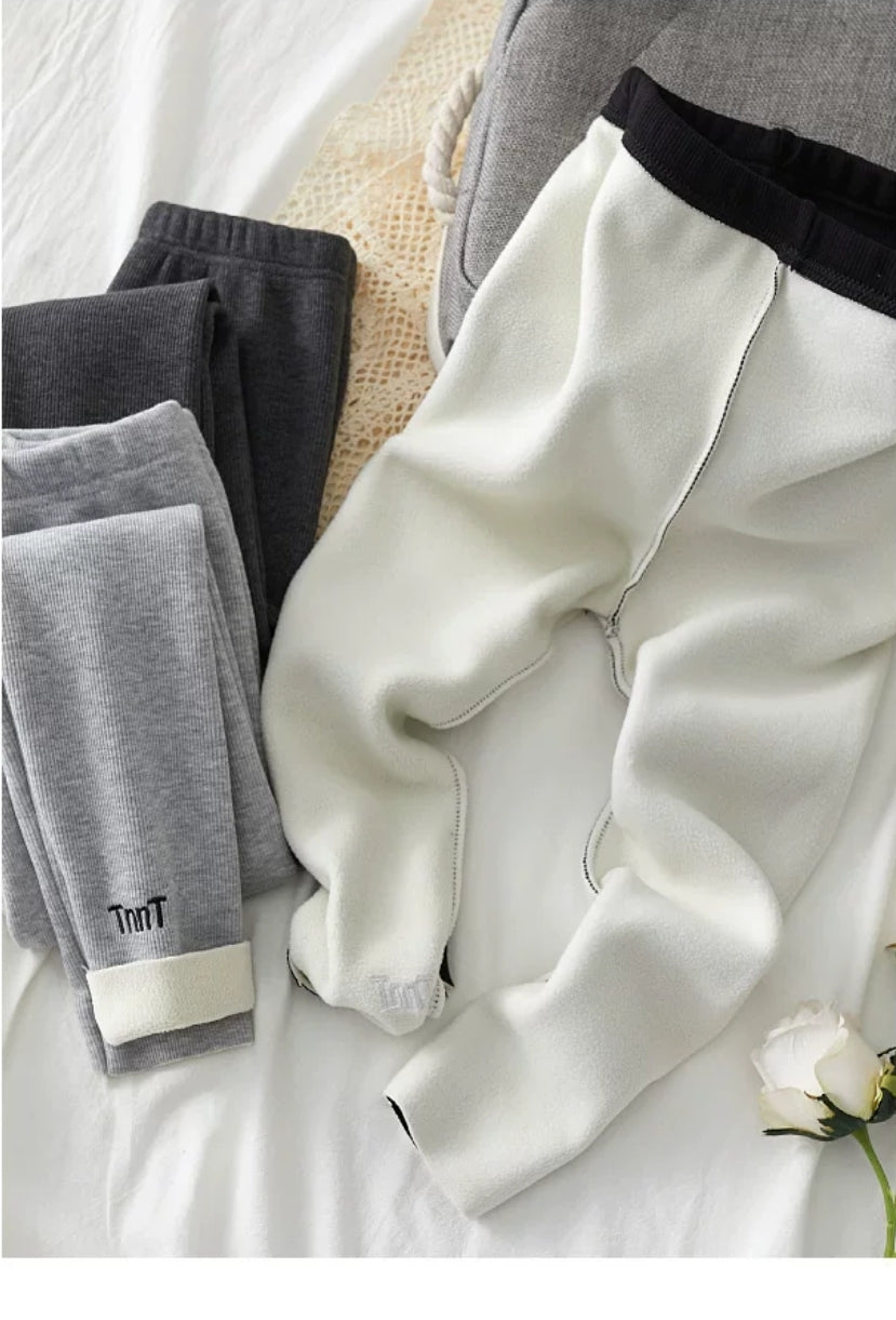 Warm legging With Fleece Black Grey Light Grey 2-18y