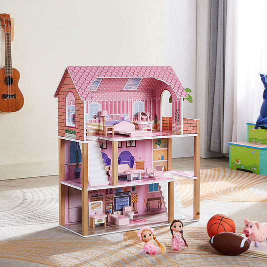 Wooden Doll House With Furniture Accessories Toy For kids