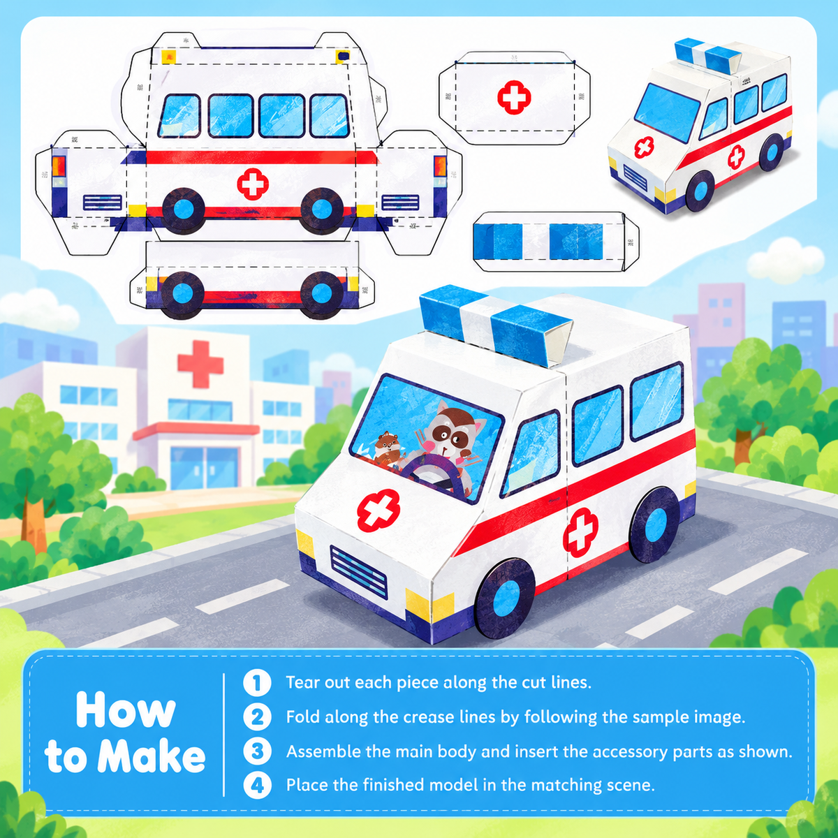3D Paper Craft Kit for Kids – 5 Designs | 3+