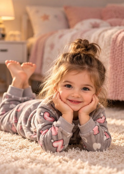 Kids’ Warm Winter Heart Pajama Set | 1–6Y