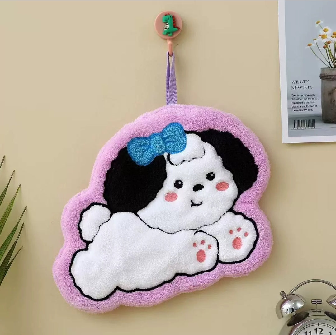 Cute Animal Coral Fleece Hanging Hand Towel 23×19cm