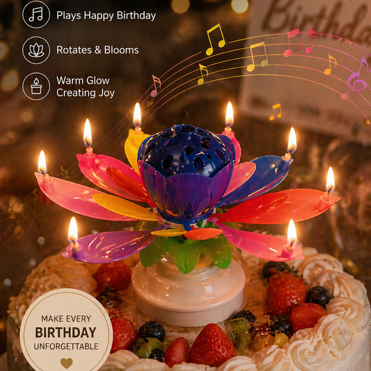 Musical Lotus Birthday Candle – Blooming Flower Cake Candle