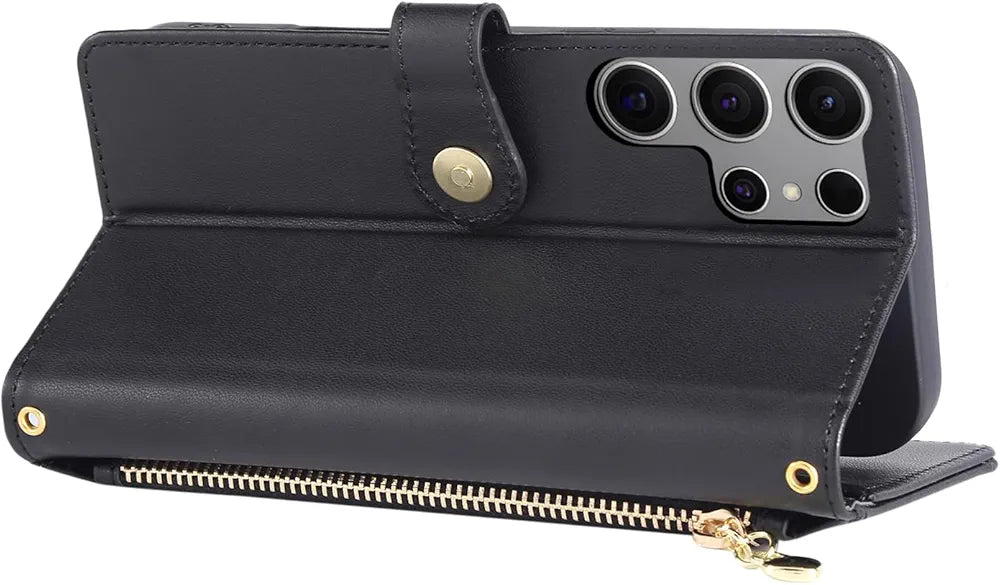 Wallet Case for Samsung Galaxy S24 Ultra | Flip Case - Wrist Strap and Crossbody Long Strap