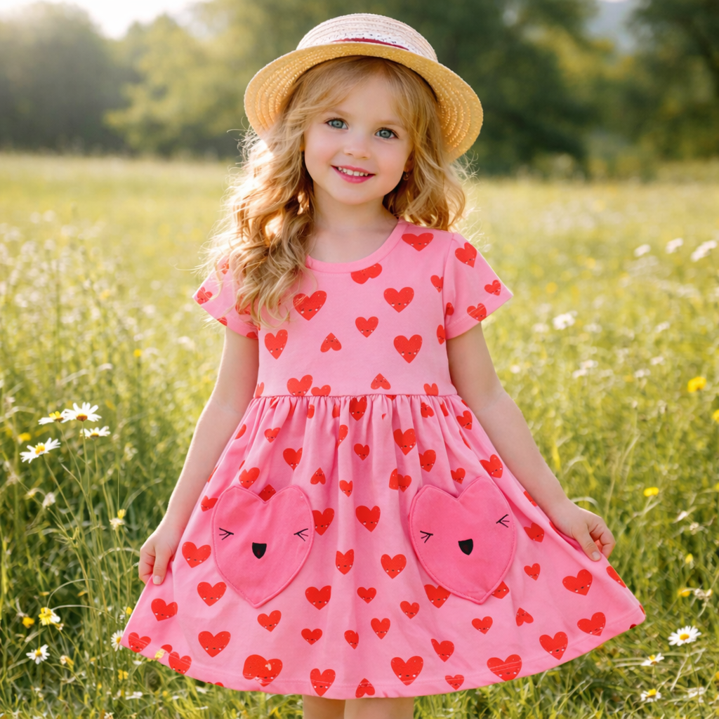 Girls Dress Heart - Soft Summer Wear(3-12y)