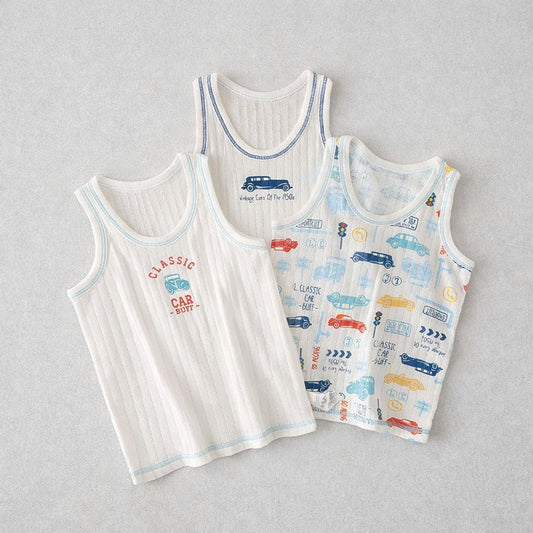 Boys Cotton Top Tank (3pcs) - Cars | 1-8y