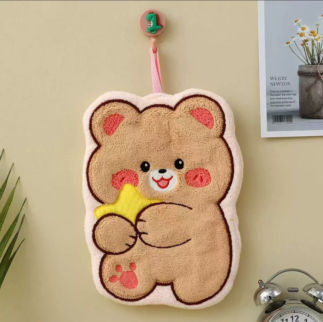 Cute Animal Coral Fleece Hanging Hand Towel 23×19cm