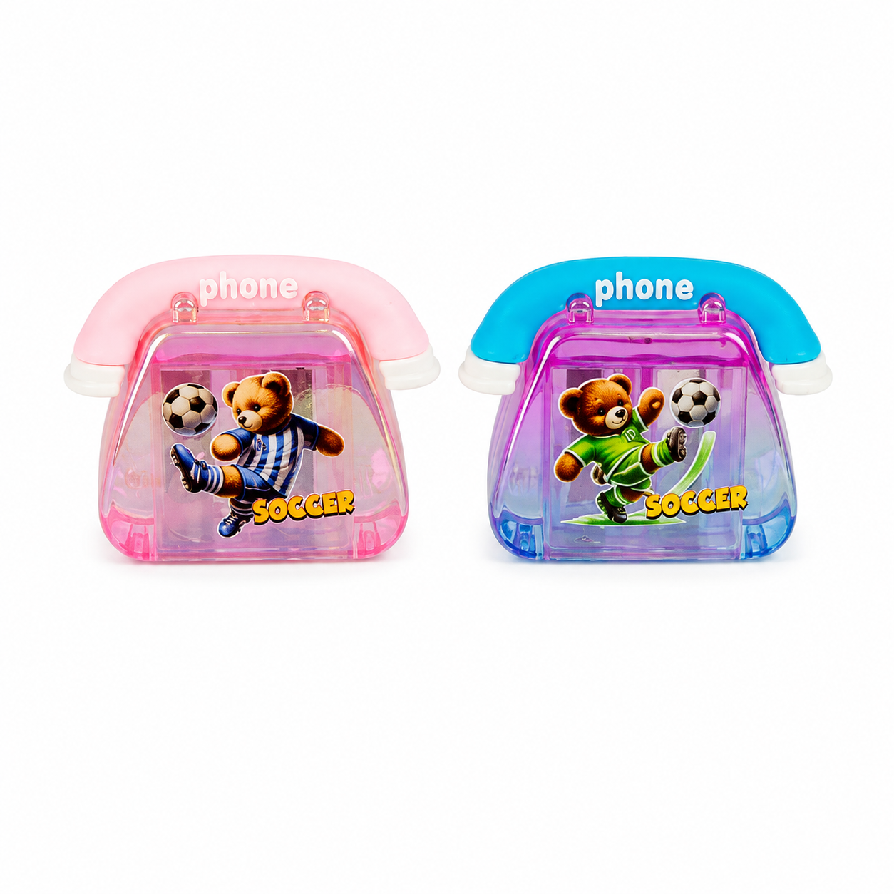 Soccer Teddy Bear Phone-Shaped Double Pencil Sharpener