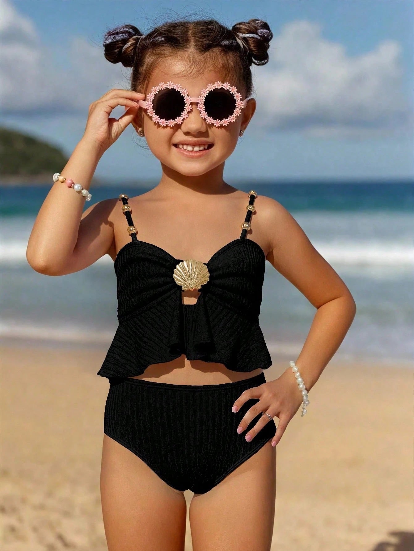 Elegant Shell Detail Swimsuit 2 pcs | Size 6-14y