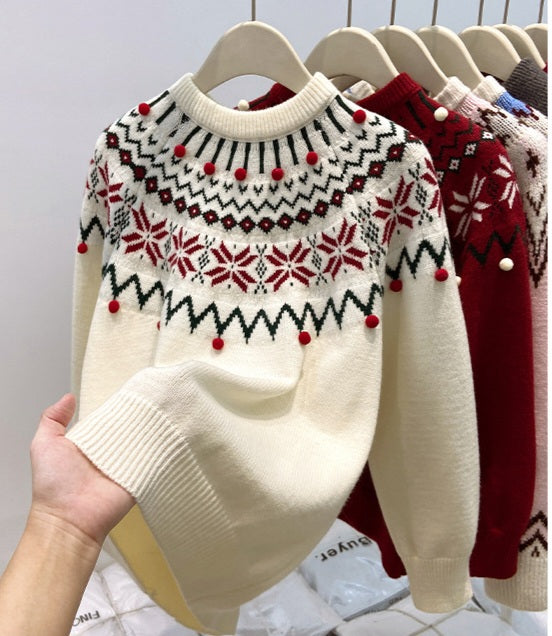 Nordic Christmas Pom-Pom Sweater / S–XL