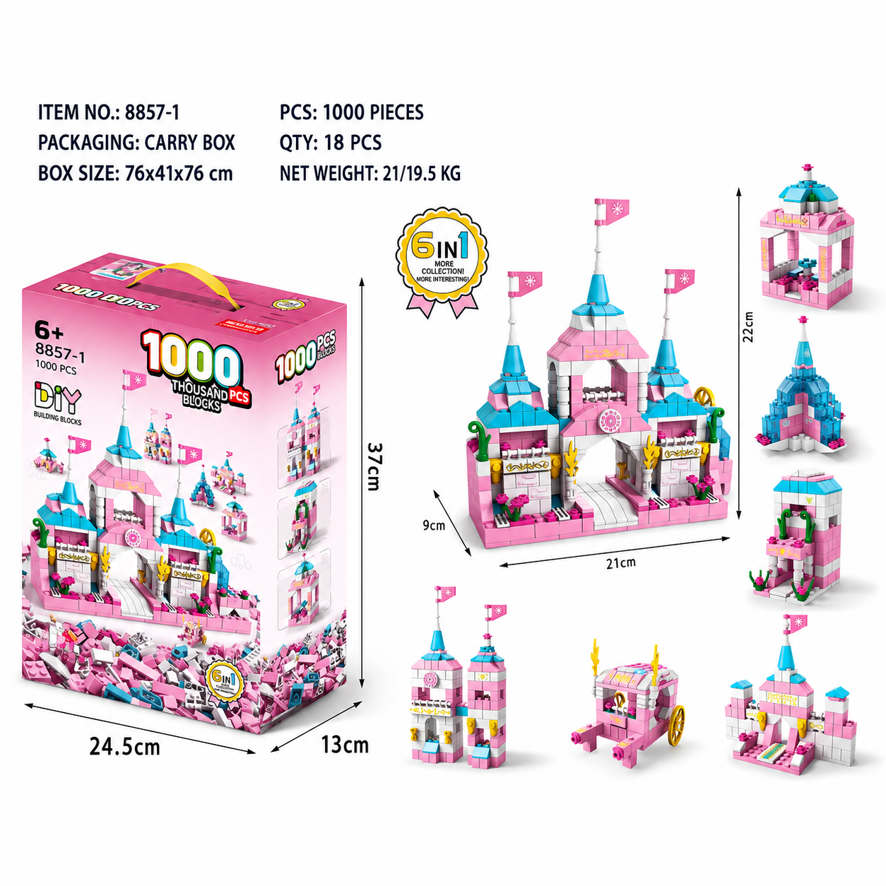 1000PCS 6-in-1 Building Blocks Collection Set | 6+