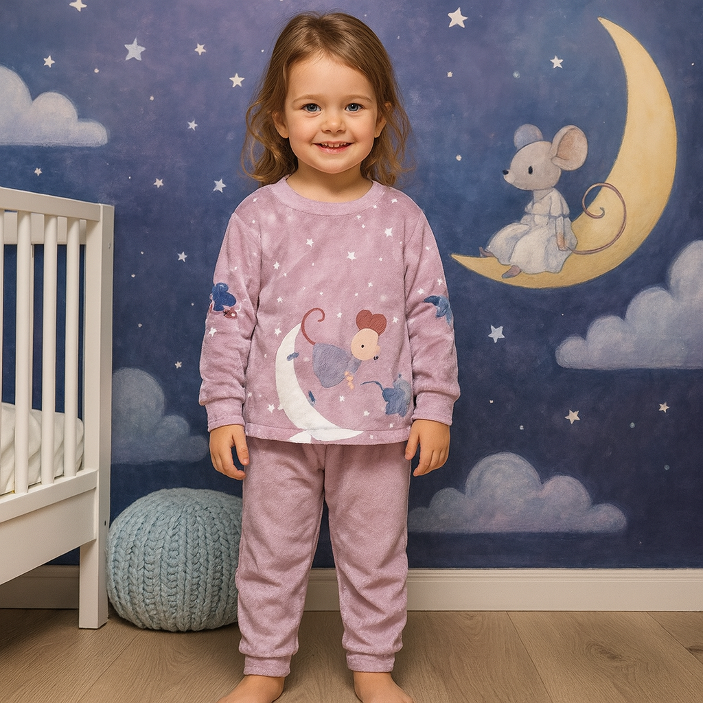 Warm Winter Pijama Cartoon Mouse Design Size 1-5y