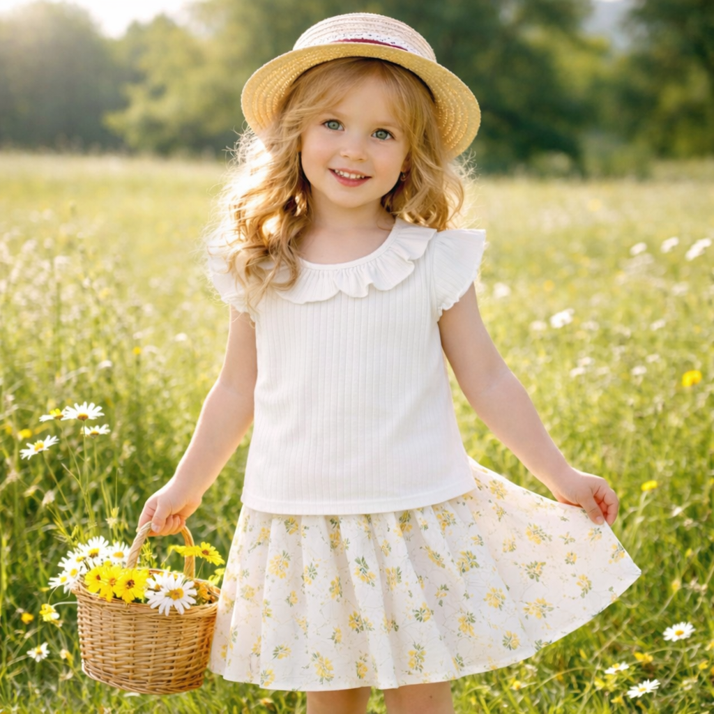 T-shirt Cotton White For Girl (6-7Y)