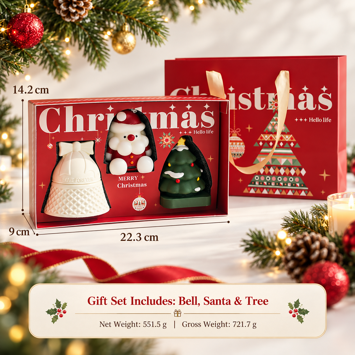 Christmas Scented Candle & Aroma Gift Set – 3 Pieces