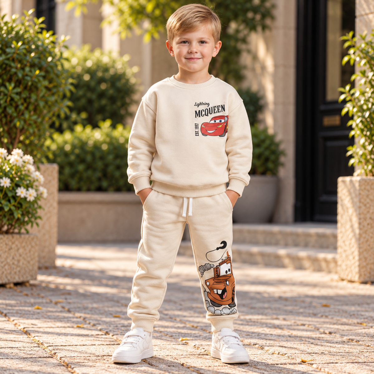 Kids’ Beige Disney Cars Outfit Set / 2–8Y