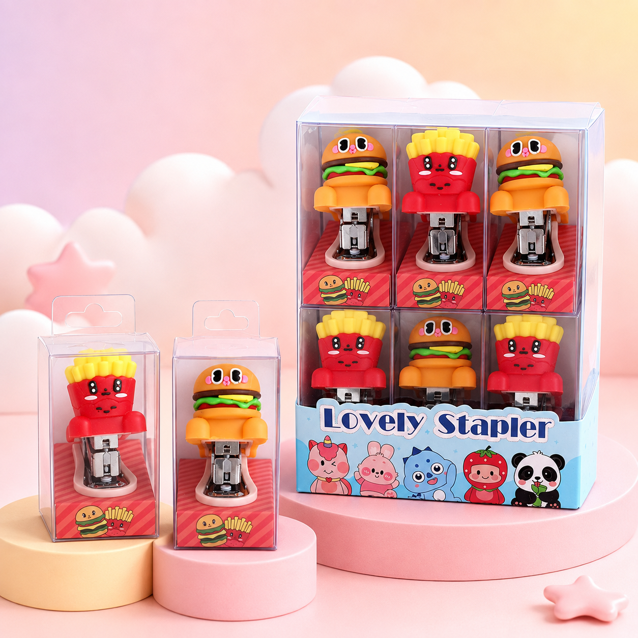 Cute Fast Food Mini Stapler – Burger & Fries Design