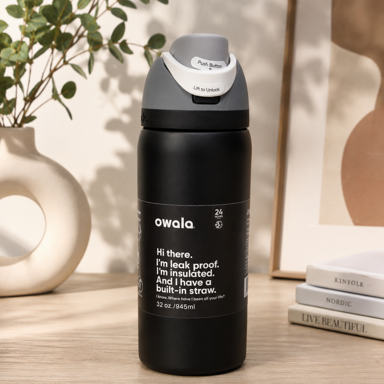 Owala Stainless Steel FreeSip Leak-proof Black+Grey | 710-950ml
