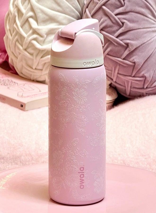 Owala Bottle Stainless Steel Free Sip Leak-proof Pink With White Flower 710-950ml