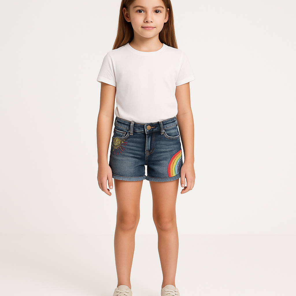 Rainbow Denim Shorts for Girls 4-16y