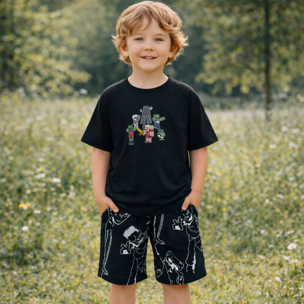 Boys Cotton Minecraft  – Soft Summer Outfit | Size 5-14y