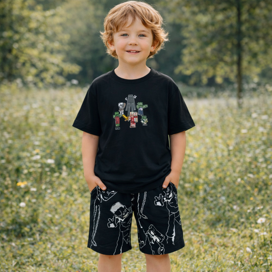 Boys Cotton Minecraft  – Soft Summer Outfit | Size 5-14y