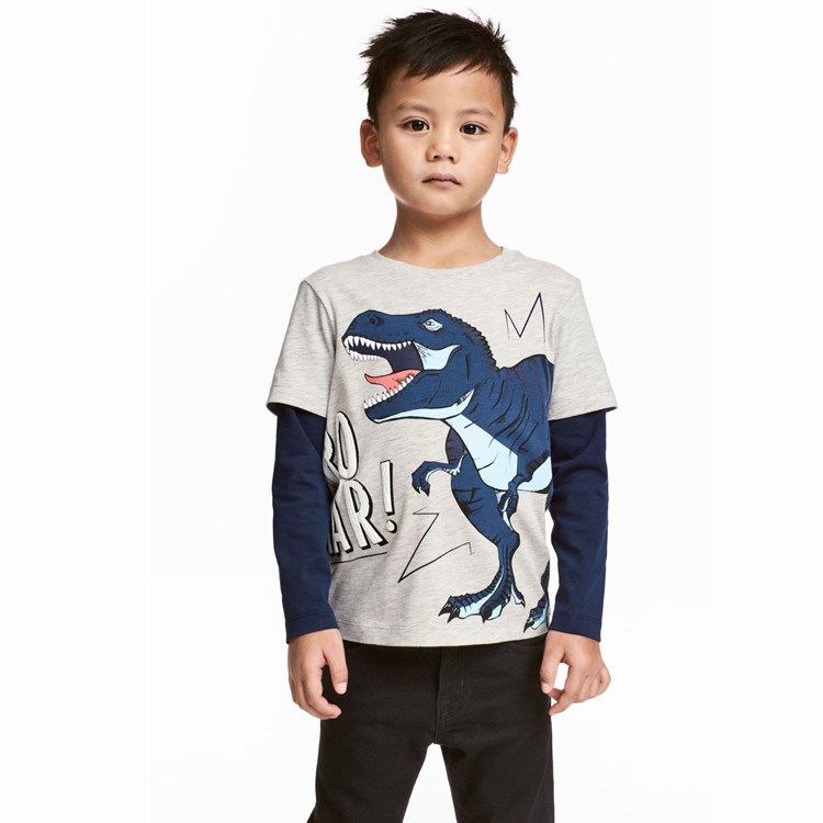 Cotton 100% Top Long Sleeve With Dino Design