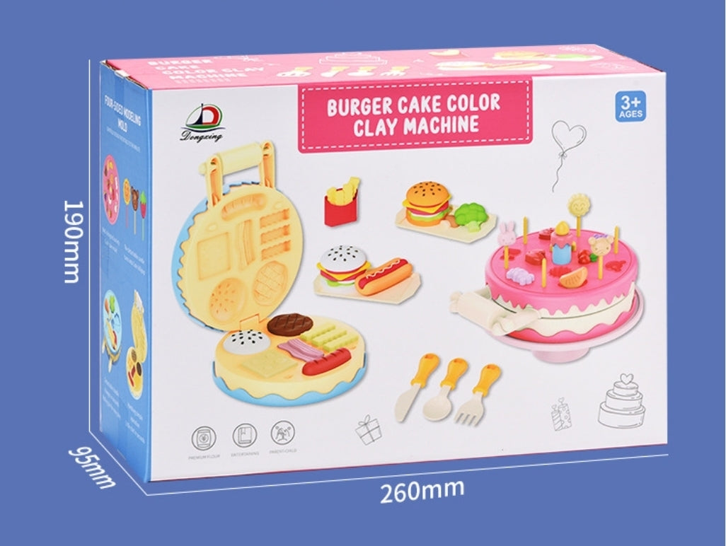 Burger & Cake Color Clay Machine Play Set