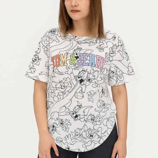 Tom and Jerry Tshirt For Women 100%Cotton Size Xs-XL
