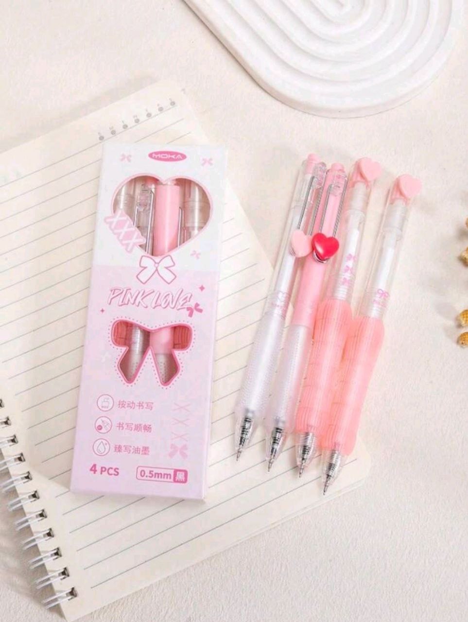 Heart Design Pen Pack Of 4 Pcs 0.5mm