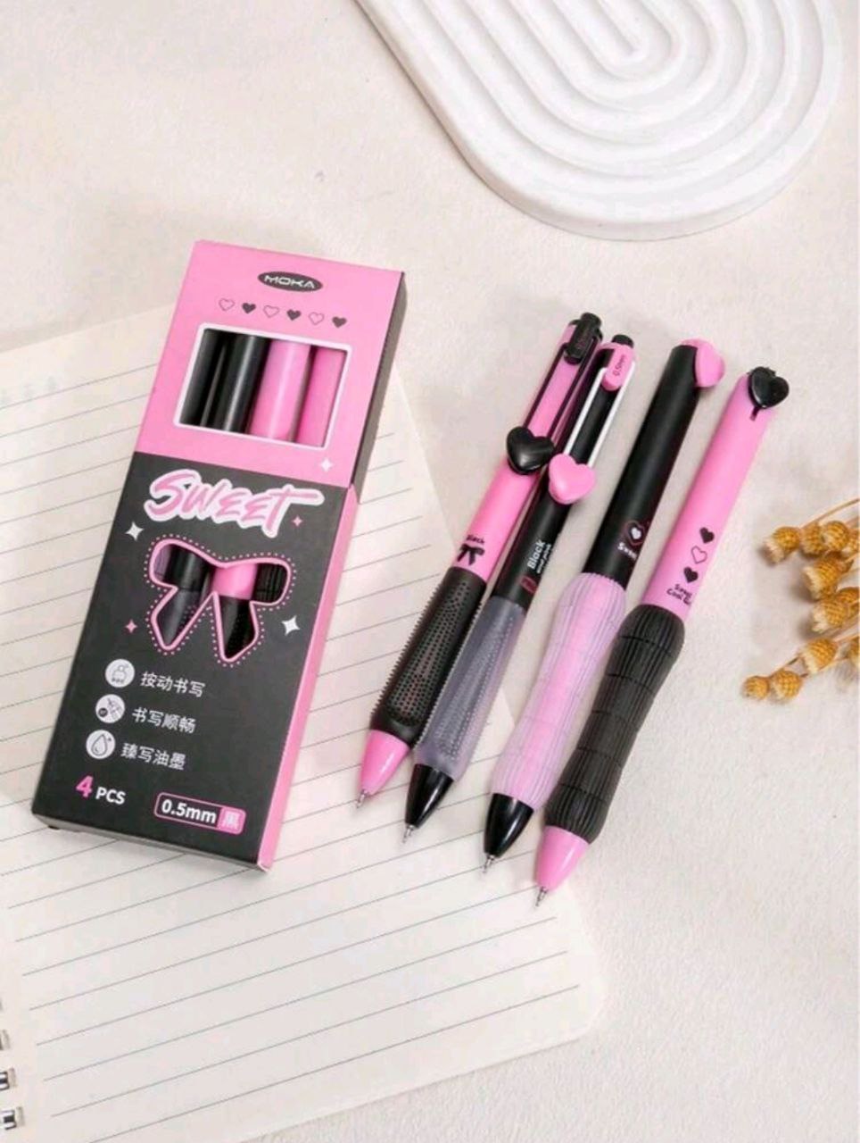 Heart Design Pen Pack Of 4 Pcs 0.5mm