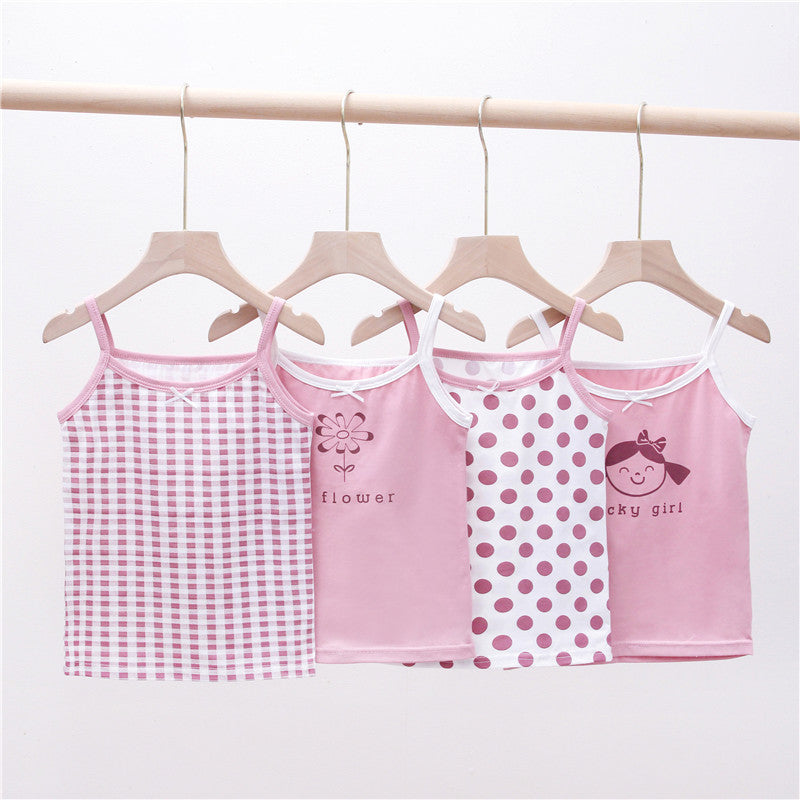 T Girls Cotton Tank Undershirts for Kids Toddler Lace Soft Spaghetti Strap Bottoming Shirt 3-12y