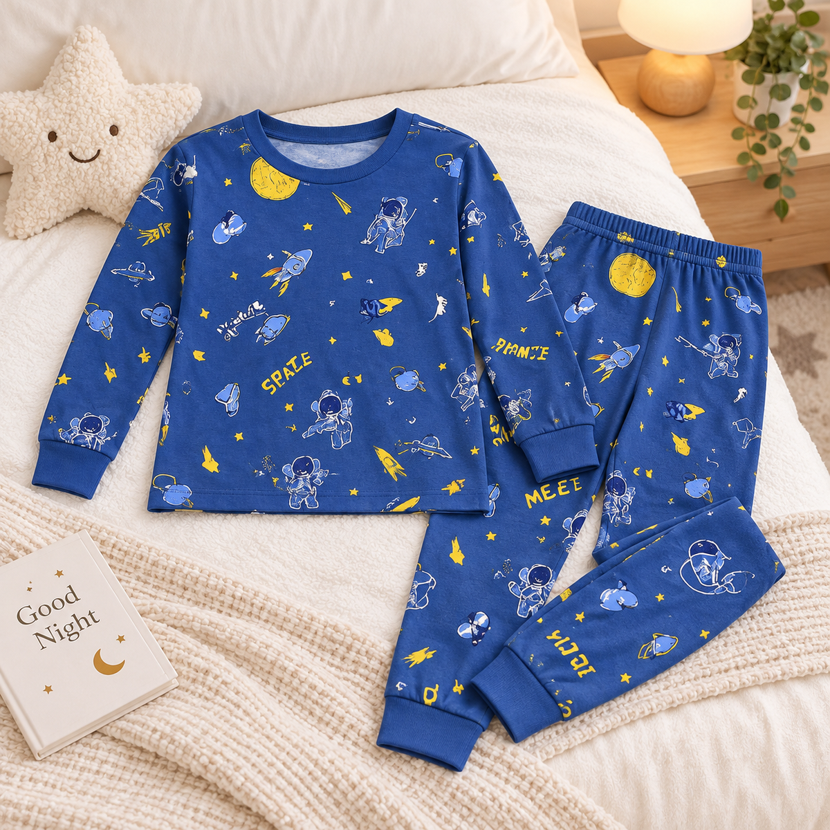 Kids’ 100% Cotton Space Pajama Set | 8–14Y