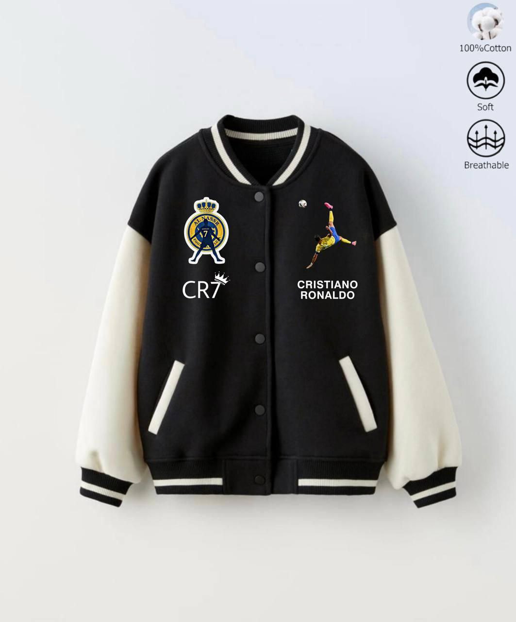 CR7 Cristiano Ronaldo Jacket – Varsity Style With Fleece 5-14y