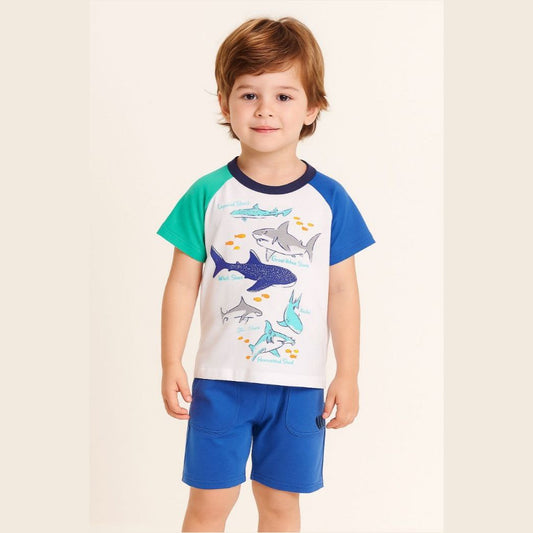 Pyjama Shark For Boys Cotton 100% Size 1-8