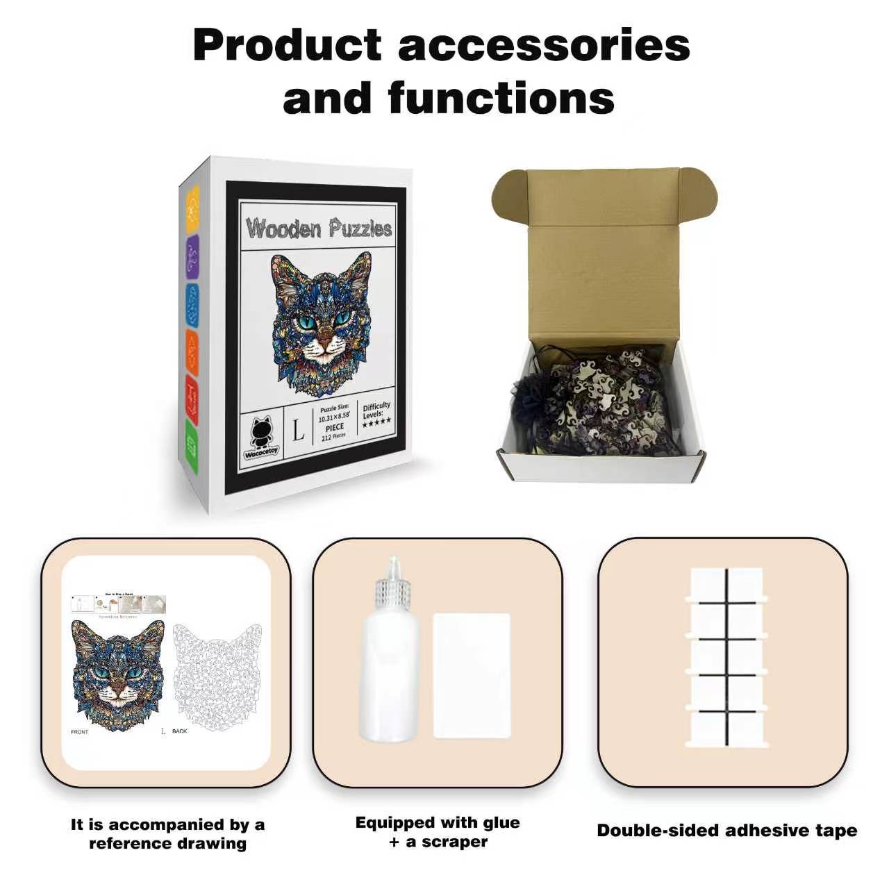 Mystic Cat Wooden Puzzle – 212 Pieces | Premium Animal Jigsaw Puzzle