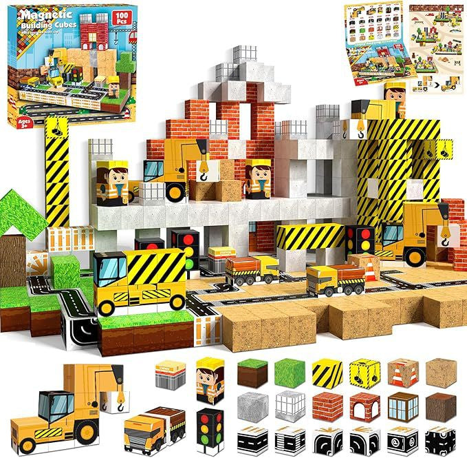 Magnetic Building Cubes Set – 100 Pieces | Ages 3+