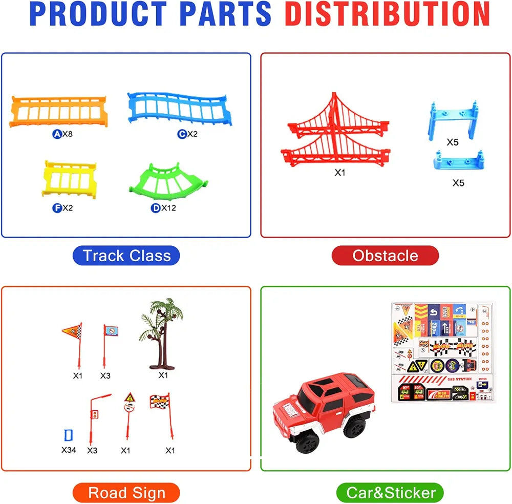 Track Racing Car Toy For Kids 73 Pcs