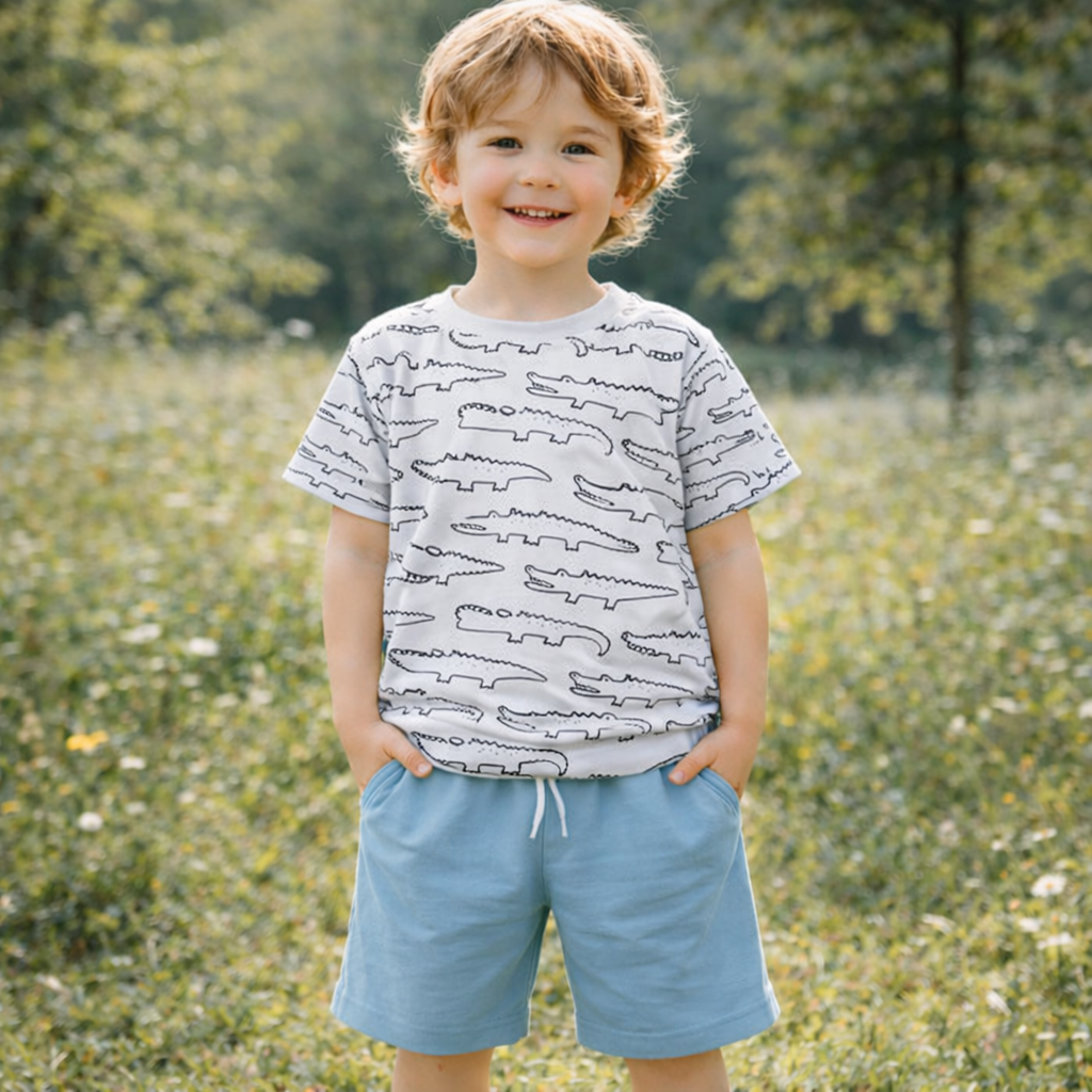 Cotton T-shirt Crocodile For Kids  (4-6y)