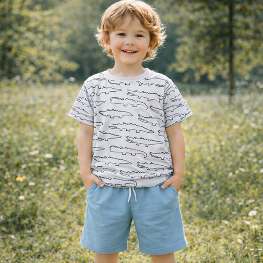 Cotton T-shirt Crocodile For Kids  (4-6y)