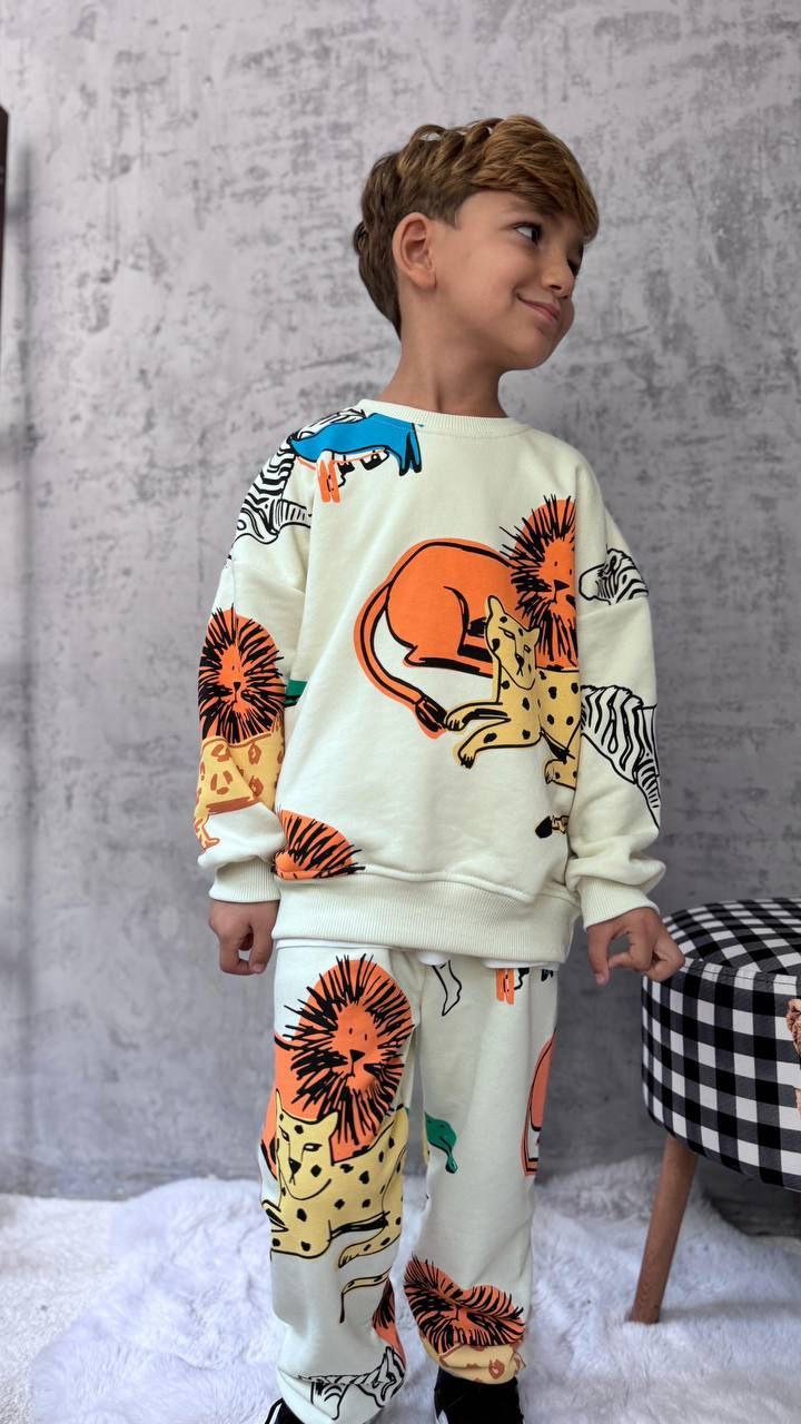 Outfit Cotton Animals Design Size 2-8y