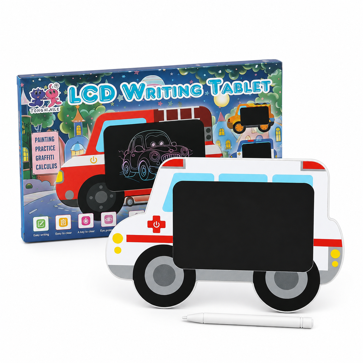 Kids Mini LCD Drawing Tablet – Police Car & Ambulance | 3+