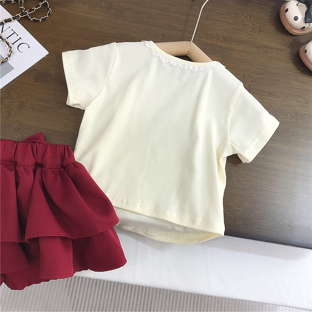 Girls Cotton White-Set – Soft Summer Outfit (6-7Y)