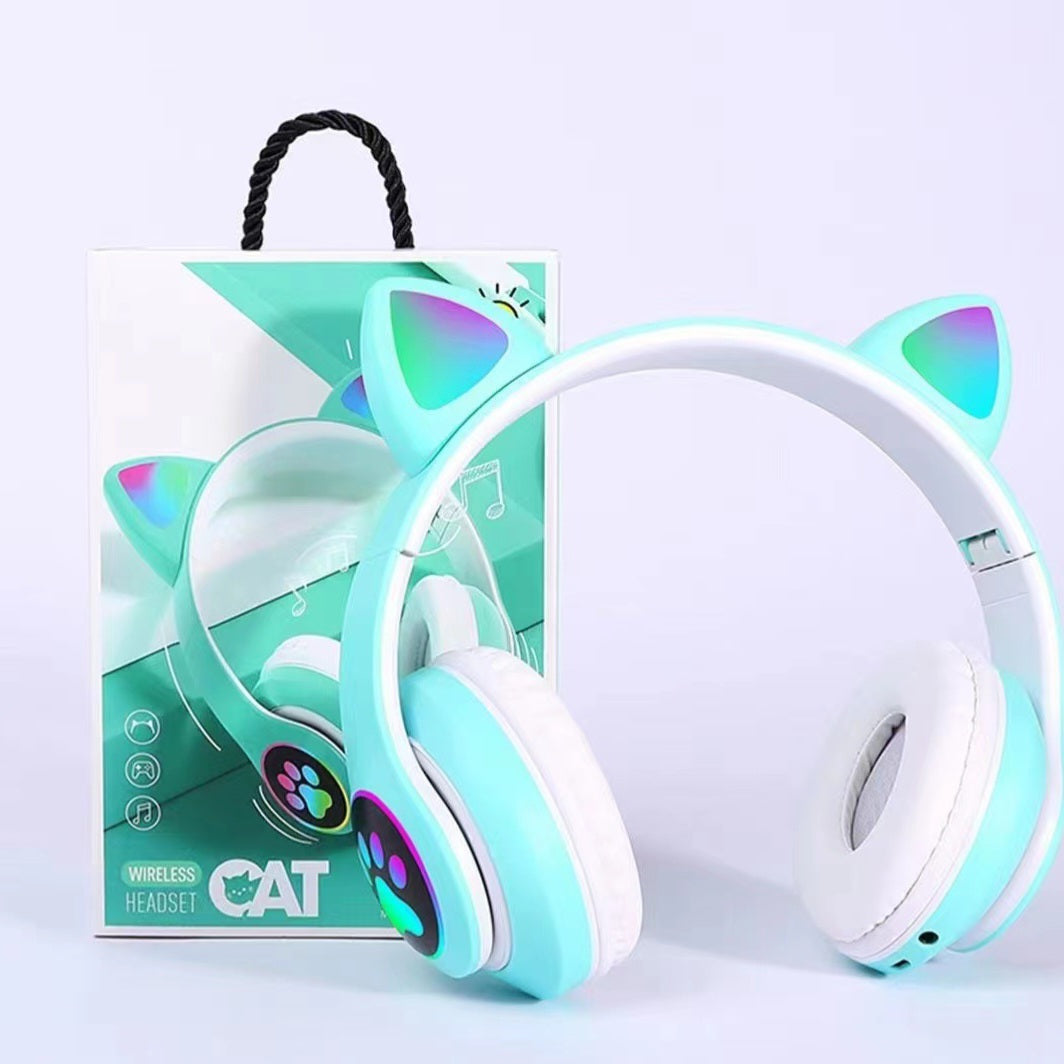 Cute Cat Ear Wireless Headphones- LED Lights, Noise Cancelling & Bluetooth 5.0