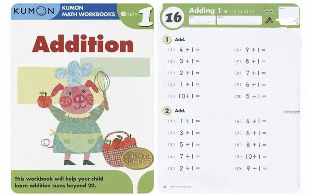 Kumon Grade 1 Math Workbooks Set – Addition & Subtraction, 2 Books | Soft Cover | 6+