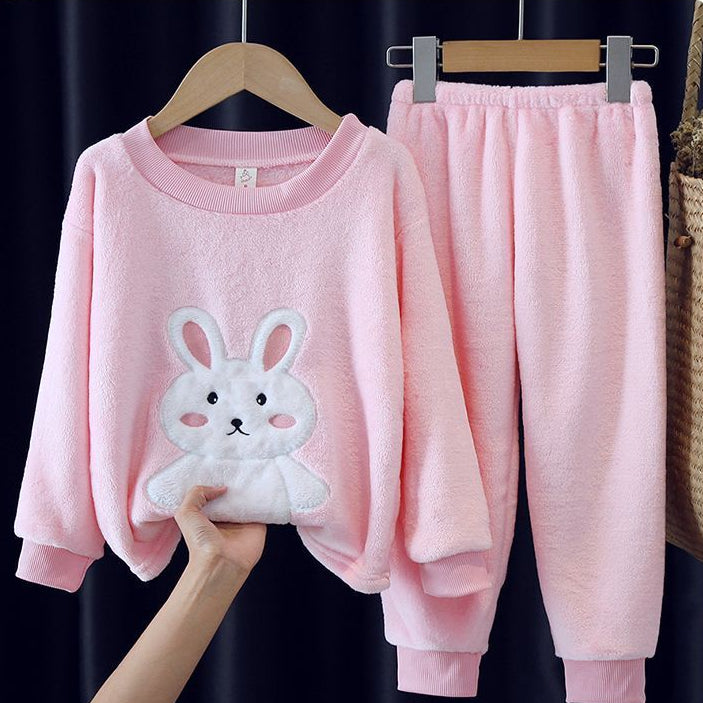 Warm Pyjama For Girls Pink Bunny Size 3-14y