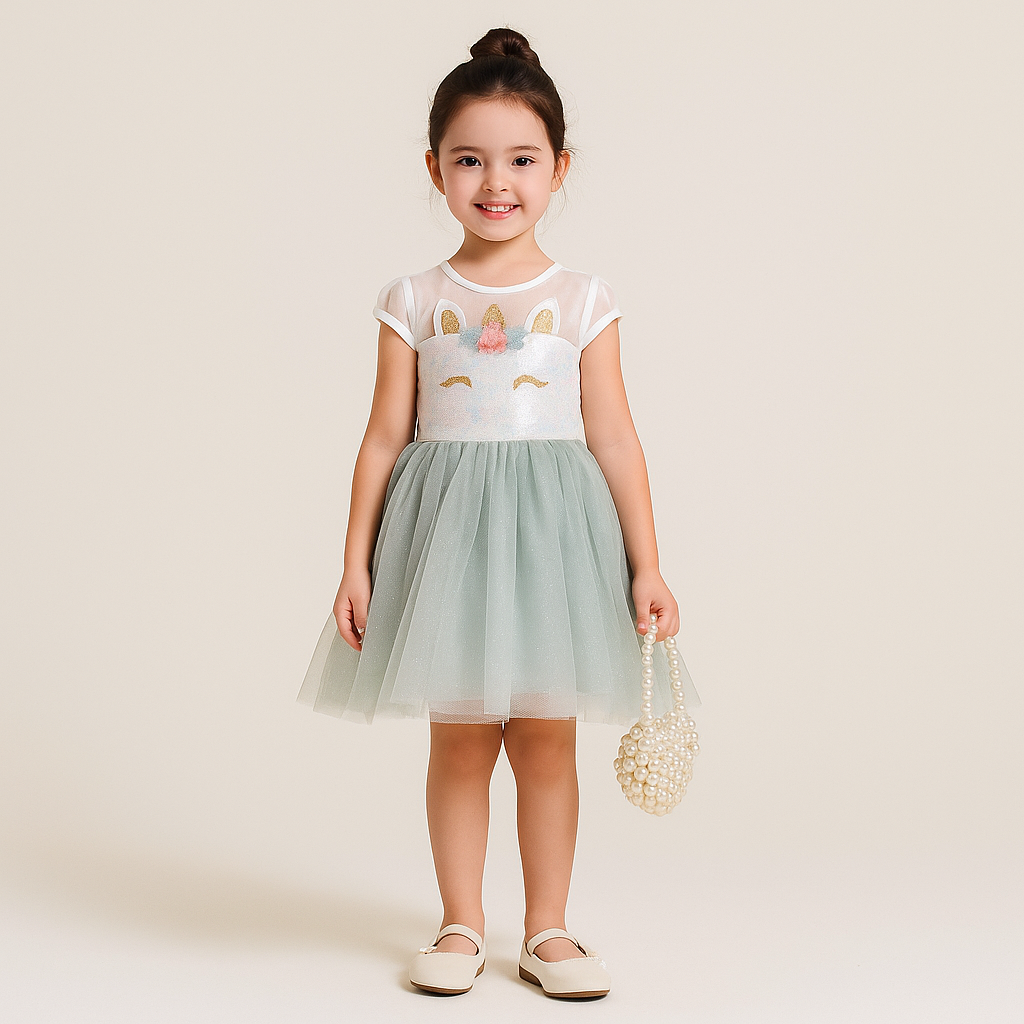Cute Dress Unicorn Design For Girls Size 4-7y