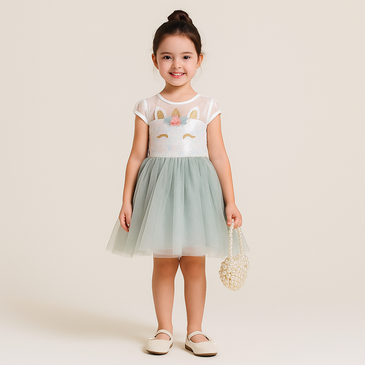 Cute Dress Unicorn Design For Girls Size 4-7y