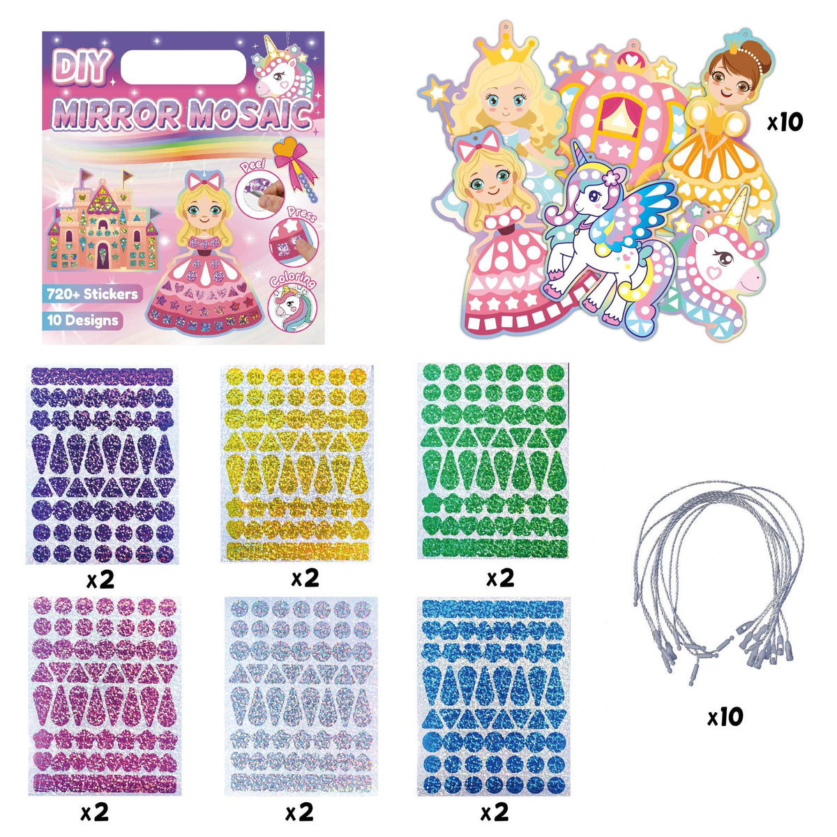 DIY Mirror Mosaic Sticker Art Kit – 720+ Stickers  | Size 20×18cm