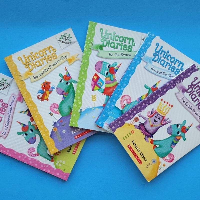 UNICORN DIARIES BOOKS LOT 5PCS SET REBECCA ELLIOTT BRANCHES