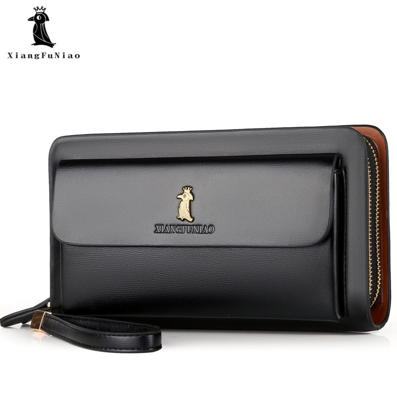 Large Wallet With Double Zipper Black High Quality PU Leather