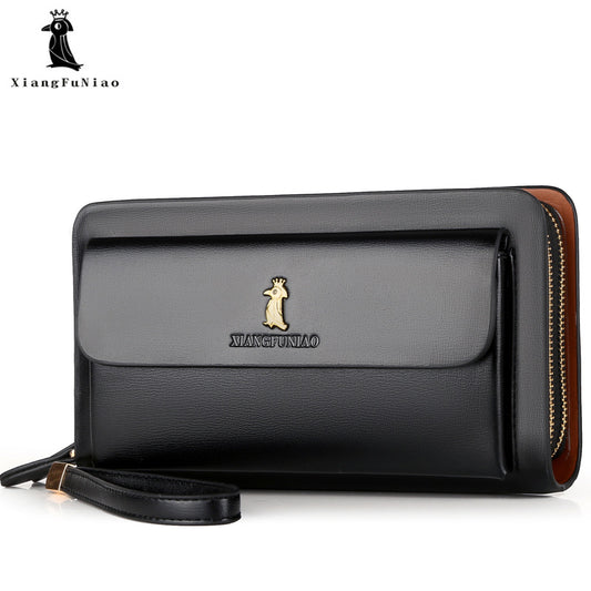 Large Wallet With Double Zipper Black High Quality PU Leather